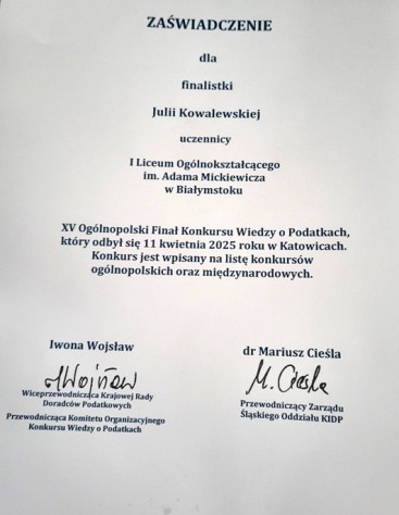 Konkurs Wiedzy o Podatkach 4