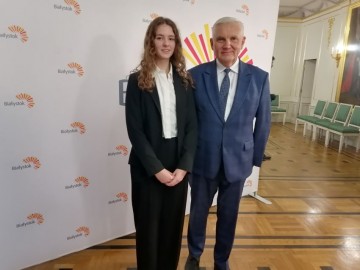 Aniela Zielepucha z Prezydentem T. Truskolaskim